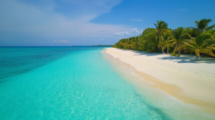 Tropical beach with turquoise water and golden sand