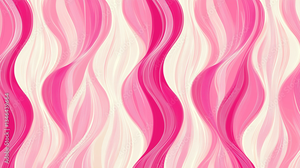 Wall mural Abstract pink wave patterns create a dynamic visual experience in a contemporary design setting Generative AI