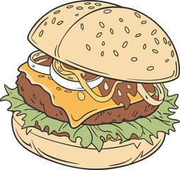 hamburger on white background