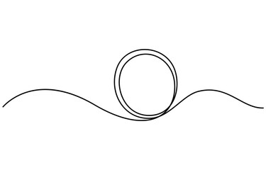 Continuous single line drawing of round frame. One line icon of frame, Continuous line drawing of a circle. Single line drawing circle. Outline of a round frame on a white background