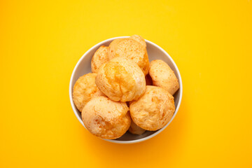 Cheese bread bowl, Brazilian snack, pao de queijo