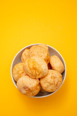 Cheese bread bowl, Brazilian snack, pao de queijo