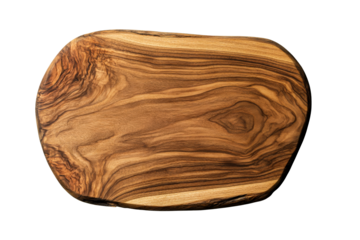 Unique grain wooden cutting board on clear background