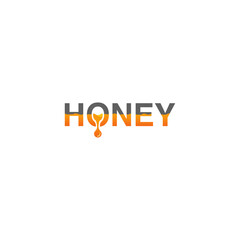 Elegant Honey Text with Dripping Nectar Logo