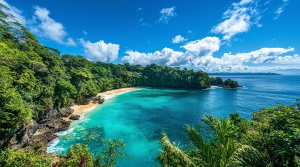 Serene coastal retreat tropical paradise landscape photography daytime aerial view tranquility and nature