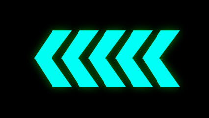 Swipe left arrow pointing to the right isolated on a black background. Motion arrow and high resolution