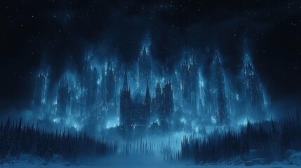 Dark, glowing city at night