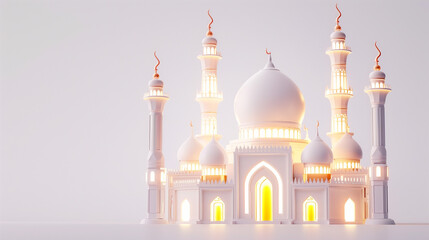 Obraz premium An open holy book and prayer beads resting on an ornate traditional prayer mat. Islamic spiritual concept for Ramadan.