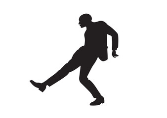 Naklejka premium Male body posing with business working suit silhouette black color isolated on white background Vector illustration