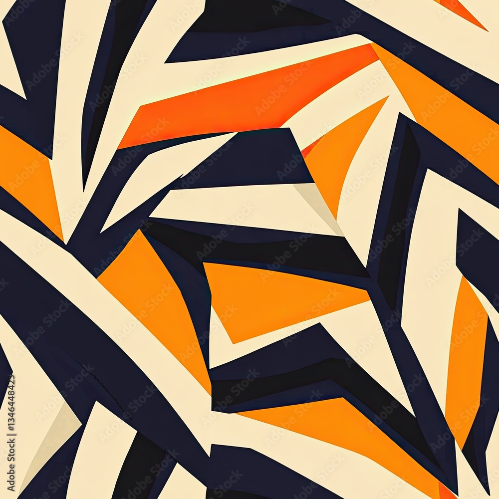 Poster geometric zebra stripes seamless pattern sharp angles trendy design