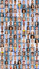 Vertikale Collage aus Portraits von Menschen in verschiedenen Berufen