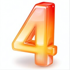 Shiny Illuminated Dimensional Illustration of The Number Four Figure