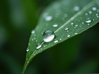 Close-up of a raindrop on a leaf after a shower