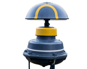 Detailed image of a sophisticated sonar buoy for underwater communication