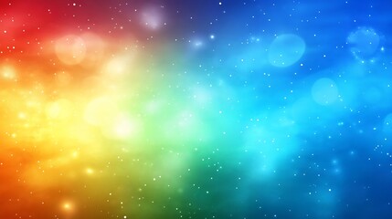 Fototapeta premium Vibrant rainbow bokeh glows softly blending cool blues and warm yellows. AI Generated