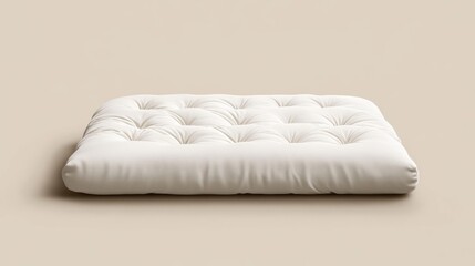 Fluffy white mattress with thick cushioning on a stylish beige background
