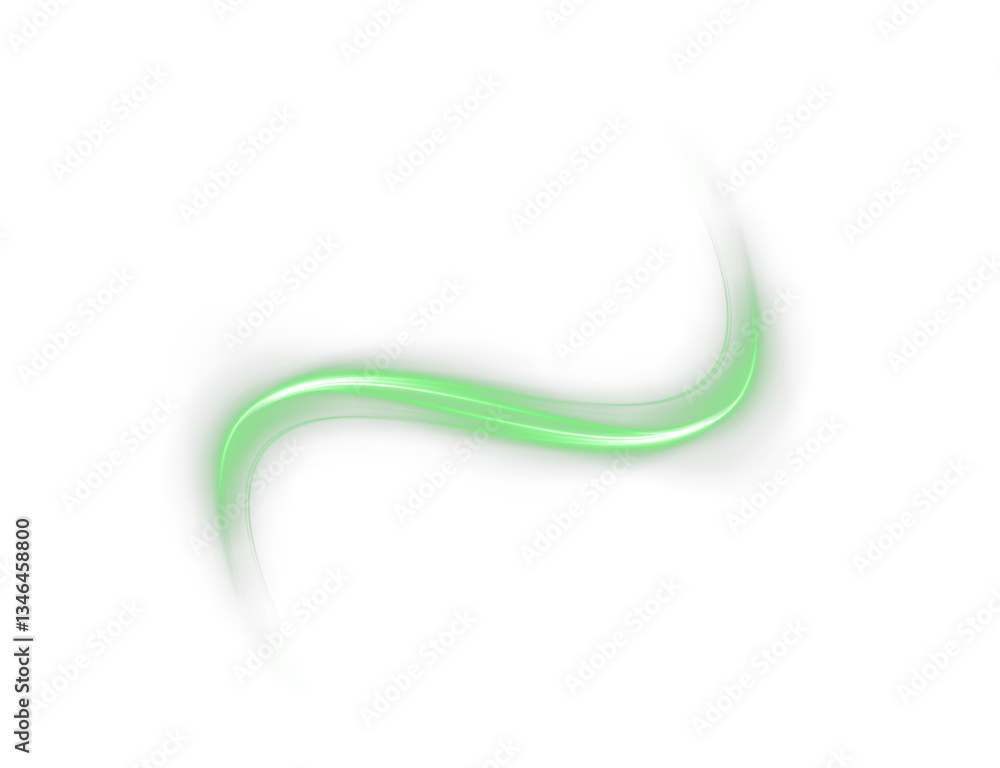 Aufkleber glowing neon lines in green tones with sparkling energy effects and fast motion swirls. abstract fut
