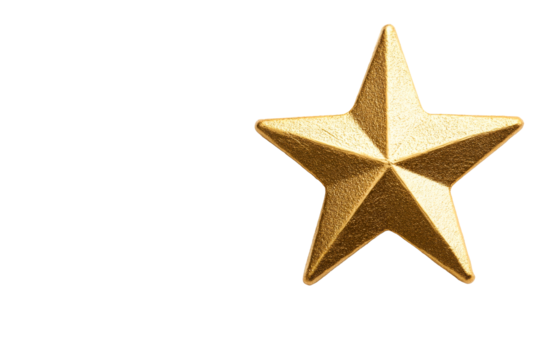 Golden star with five points on transparent background - Powered by Adobe