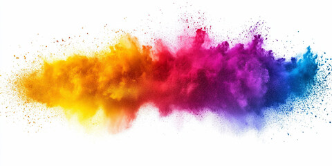 Vibrant powder explosion in motion, isolated on a white background