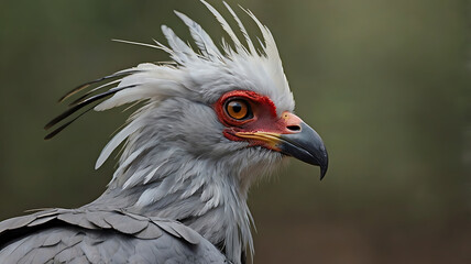 Obraz premium Secretary Bird Portrait with Unique Feathers and Red Facial Skin