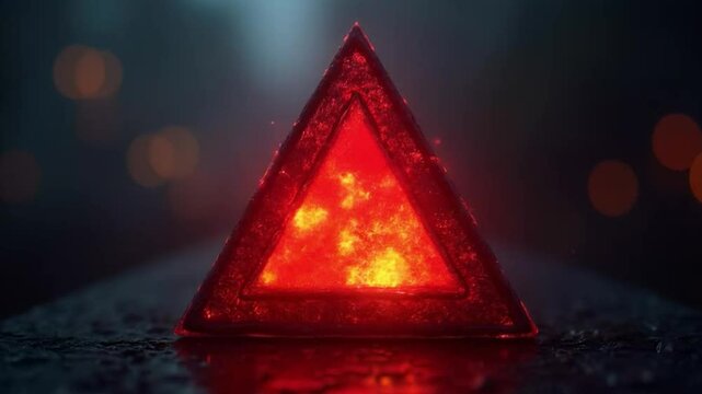 Abstract glowing red triangle pulsating with energy creating a sense of futuristic technology