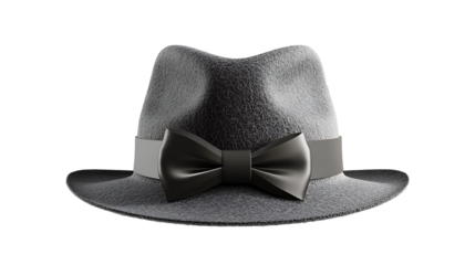 black hat with black bow isolated on white background PNG. AI GENERATED