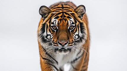 Fototapeta premium Tiger close-up, snow background, wildlife, portrait