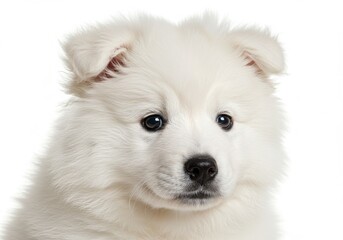 Obraz premium Fluffy white puppy isolated on White transparent background, Ai Genarated