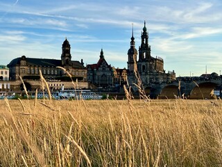 Panoramic view of Dresden spires, Germany.