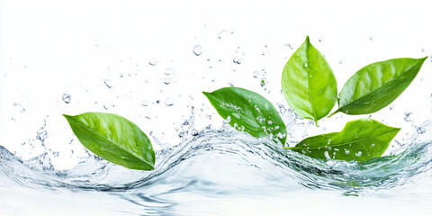 A leaf is floating in a stream of water