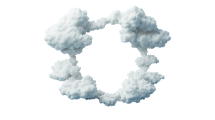 Realistic clouds forming a circle on transparent background