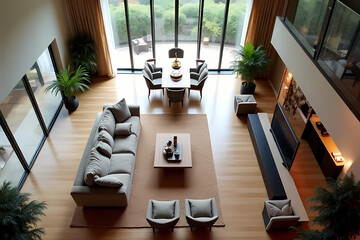 Interior  modern living room  minimalist decor in earthy tones create a warm and inviting living area cozy furniture