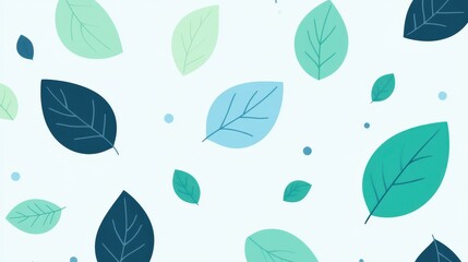 Green Blue Leaves Pattern with Spring Nature Background.