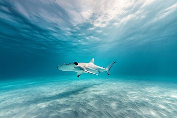 Fototapeta premium Caribbean Reef Shark for Sandy Ocean Floor.
