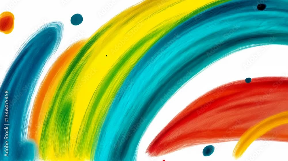 Poster a rainbow with a blue stripe and red stripe. the rainbow is very colorful. there are many different 