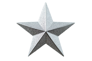 Silver glitter star with pointed tips for decoration