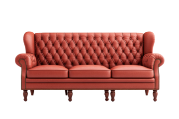 Elegant red tufted sofa with a classic design for homes