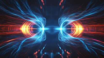 Obraz premium A vivid depiction of the interaction between two parallel current-carrying wires and their magnetic fields