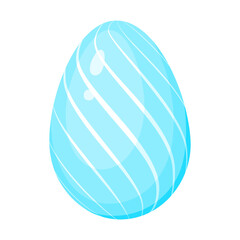 Easter blue egg with striped decoration pattern