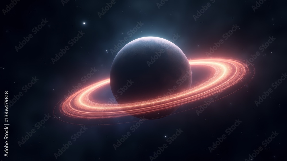 Wall mural saturn-like planet in deep space