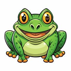 green bullfrog on white background