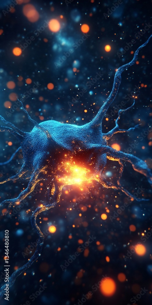 Poster artificial intelligence neural network with nodes processing multimedia content as a visualization.