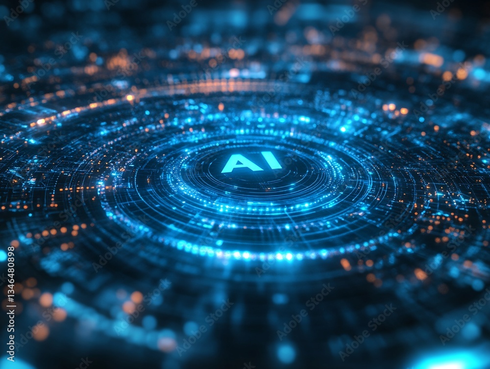 Poster abstract ai interface with concentric circles