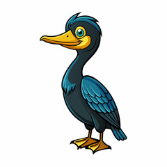 cormorant cartoon isolated on white