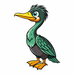 cormorant cartoon isolated on white