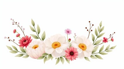 Fototapeta premium Watercolor Floral Arrangement With Pink Accents