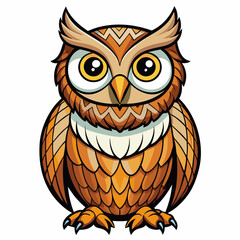 great horned owl on white background