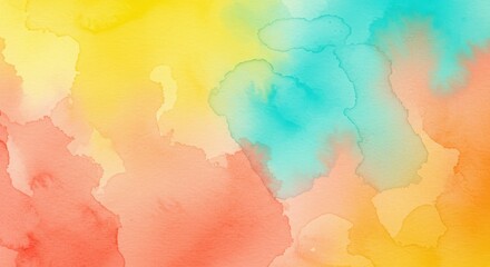 Obraz premium Vibrant watercolor abstract with yellow, pink, and blue brush strokes