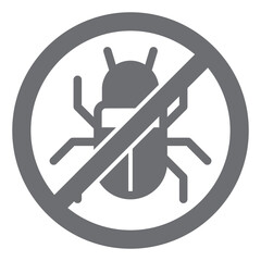 Winged beetle ban solid icon, prohibited elements concept. Vector graphics. Insect, pest bugs forbidden sign on white background, glyph style icon for mobile or web design.