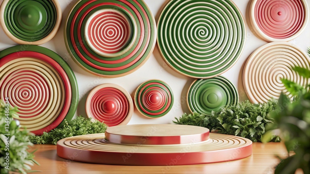 Poster a sleek, modern abstract background with green hues and dynamic circular patterns, evoking freshness